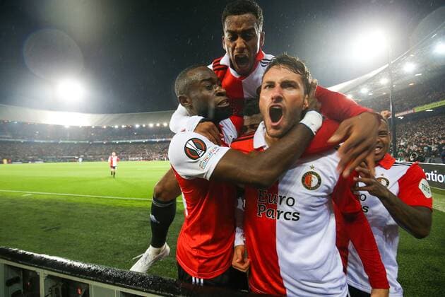 ROTTERDAM, 03-11-2022, Stadium de Kuip, the UEFA Europa League Feyenoord - Lazio Roma, Feyenoord celebrating the 1-0 of Feyenoord player Santiago Gimenez Feyenoord - Lazio  x19132867x Copyright: