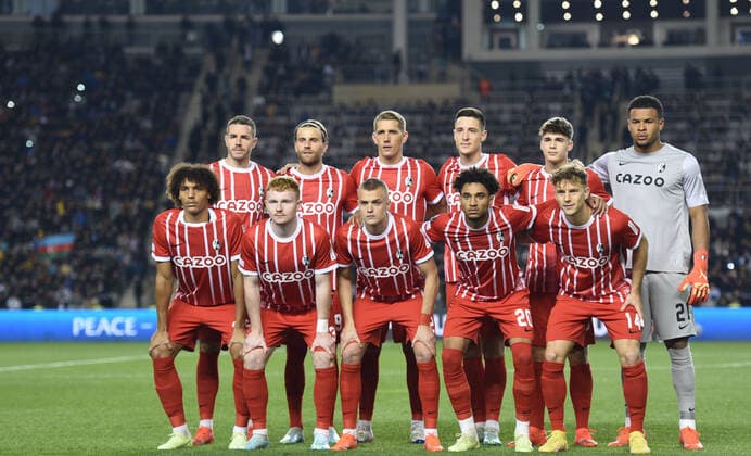 The SC Freiburg team pose for a picture before the UEFA Europa League Group G match between Qaraba? FK and SC Freiburg at The Tofiq Bahramov Republican Stadium in Baku, Azerbaijan  Copyright: xx