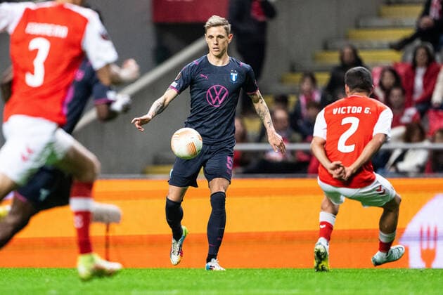 221103 Soren Rieks of Malmö FF during the UEFA Europa League between Braga and Malmö FF on November 3, 2022 in Braga Photo Petter Arvidson BILDBYRAN code PA PA0430 football football soccer fotball uefa europa league braga malmö ff bbeng,  Copyright: PETTERxARVIDSON BB221103PA055