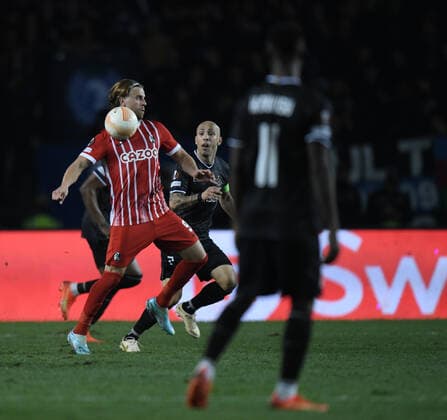 Lucas H?ler of SC Freiburg controls the ball during the UEFA Europa League Group G match between Qaraba? FK and SC Freiburg at The Tofiq Bahramov Republican Stadium in Baku, Azerbaijan  Copyright: xx