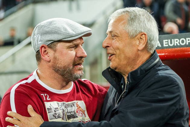 Lucien Favre OGC Nice, head coach and Steffen Baumgart FC Köln Koeln, head coach before the match, GER, FC Köln Koeln vs OGC Nice Nice, UEFA Conference League 2022 23, group stage, group D, matchday 6, 03 11 2022, GER, FC Köln Koeln vs OGC Nice Nice, UEFA Conference League 2022 23, group stage, group D, matchday 6, 03 11 2022, Photo Eibner Pressefoto Gabriel Boia Köln Koeln Copyright: xEibner-Pressefoto GabrielxBoiax EP_EER
