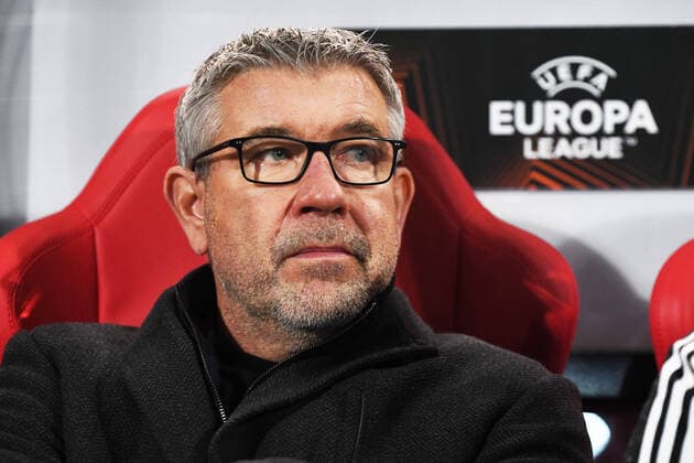 Football, Men, 2022 2023 season, Europa League group stage, Group D, matchday 6 , Royale Union Saint Gilloise 1 FC Union Berlin, Urs Fischer 1 FC Union Berlin, coach head coach sits on the bench , 03 11 2022, Copyright: xSebastianxRäppold MatthiasxKochx