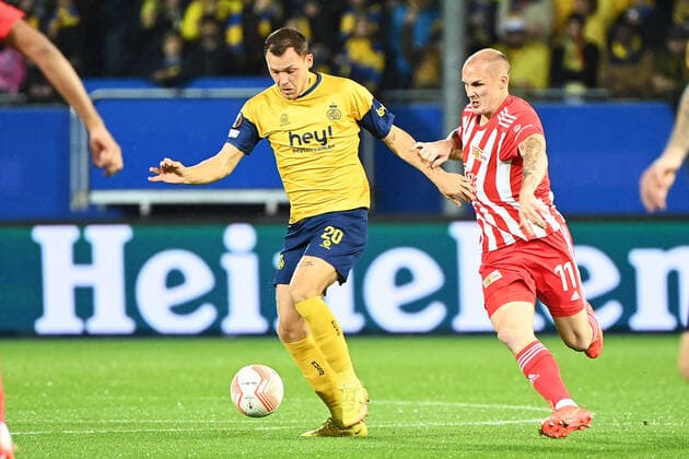 Football, Men, 2022 2023 season, Europa League group stage, Group D, matchday 6 , Royale Union Saint Gilloise 1 FC Union Berlin, v l Senne Lynen Royale Union Saint Gilloise, 20 and Sven Michel 1 FC Union Berlin, 11 in duel , 03 11 2022, Copyright: xMatthiasxKochx