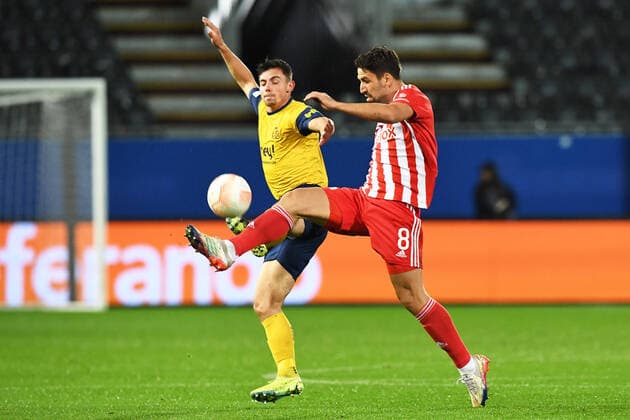 Football, Men, 2022 2023 season, Europa League group stage, Group D, matchday 6 , Royale Union Saint Gilloise 1 FC Union Berlin, v l Dante Vanzeir Royale Union Saint Gilloise, 13 and Rani Khedira 1 FC Union Berlin, 8 in duel , 03 11 2022, Copyright: xSebastianxRäppold MatthiasxKochx