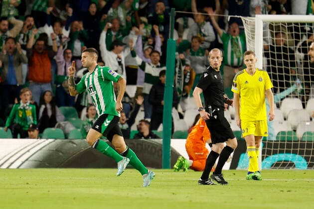 November 3, 2022, Seville, Spain: AITOR RUIBAL of Betis (L) celebrates after scoring 1-0 during the Europa League Group C soccer match between Real Betis and HJK Helsinki at Benito Villamarin Stadium Seville Spain - ZUMAa142 20221103_zap_a142_005 Copyright: xDanielxGonzalezxAcunax