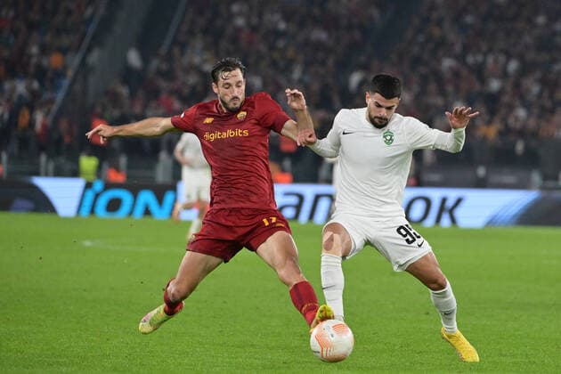 Foto Alfredo Falcone LaPresse 03 Novembre 2022 - Roma, Italia - calcio - Roma - Ludogorets - Europa League 2022 2023 - Stadio Olimpico. Nella foto: Matias Vina of AS Roma Cauly (PFC Ludogorets) Foto Alfredo Falcone LaPresse November 03, 2022 Rome, Italy - sport, soccer - Roma - Ludogorets - Europe League 2022 2023 - Olimpic Stadium. In the pic: Matias Vina of AS Roma Cauly (PFC Ludogorets)  Copyright: xAlfredoxFalcone LaPressex