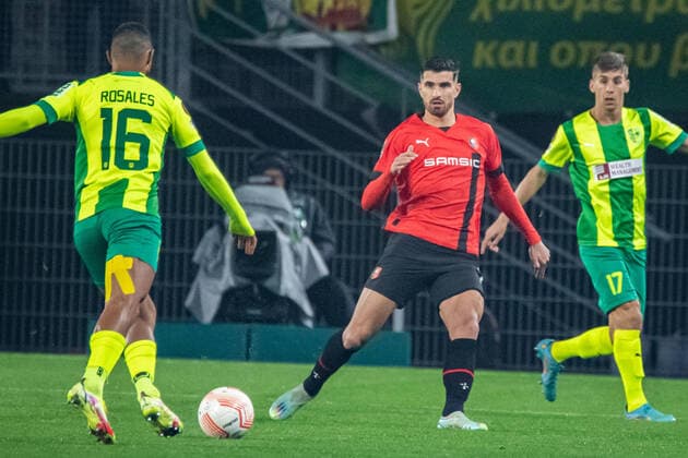Martin Terrier (Stade Rennais) FOOTBALL : Stade Rennais x AEK Larnaca - Ligue Europa - JournÃ e 6 - 03 11 2022 BaptisteAutissier Panoramic 