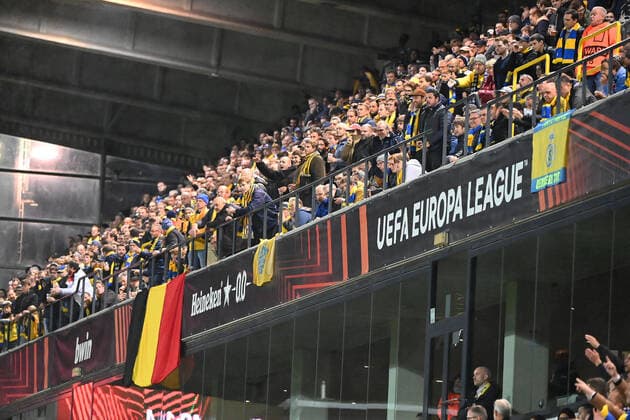 Football, Men, 2022 2023 season, Europa League group stage, Group D, Matchday 6 , Royale Union Saint Gilloise 1 FC Union Berlin, Royale Union Saint Gilloise fans , 03 11 2022, Copyright: xMatthiasxKochx