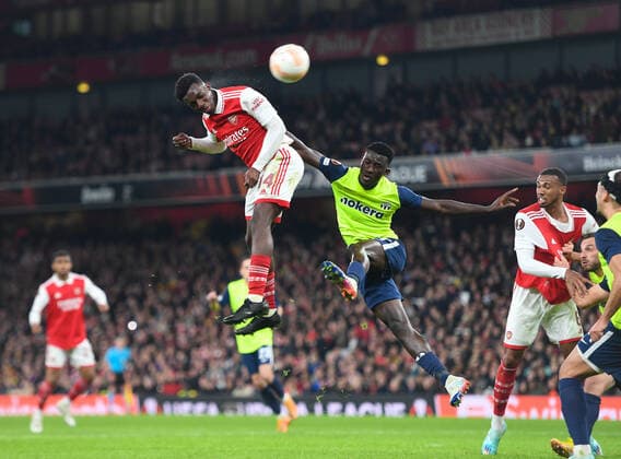 Arsenal v FC Zurich UEFA Europa League Eddie Nketiah of Arsenal heads towards goal during the UEFA Europa League match at the Emirates Stadium, London Content Not Available For UK Newspapers Copyright: xNigelxBramleyx FIL-17597-0021 UK Newspapers OUT