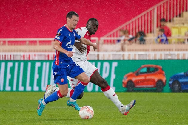 Youssouf Fofana (AS Monaco) - Aleksandar Dragovic (Etoile Rouge de Belgrade) FOOTBALL : AS Monaco vs Etoile Rouge de Belgrade - Europa League - Phase de groupe H - Monaco - 03 11 2022 NorbertScanella Panoramic 