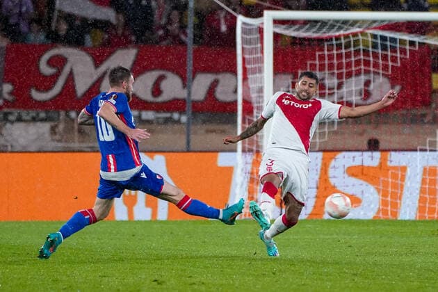 Guillermo Maripan (AS monaco) - Aleksandar Katai (Etoile Rouge de Belgrade) FOOTBALL : AS Monaco vs Etoile Rouge de Belgrade - Europa League - Phase de groupe H - Monaco - 03 11 2022 NorbertScanella Panoramic 