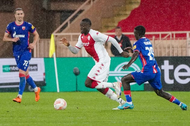 Youssouf Fofana (AS Monaco) - Kings Kangwa (Etoile Rouge de Belgrade) FOOTBALL : AS Monaco vs Etoile Rouge de Belgrade - Europa League - Phase de groupe H - Monaco - 03 11 2022 NorbertScanella Panoramic 