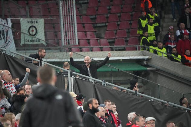 GER, Europa Conference League, group stage, matchday 6, 1 FC Koeln GER vs OGC Nice FRA 03 11 2022, Rheinenergie Stadion, Koeln, GER, Europa Conference League, group stage, matchday 6, 1 FC Koeln GER vs OGC Nice FRA , in picture poebelnde Franzosen nordphotoxGmBHx xMeuter nph00351