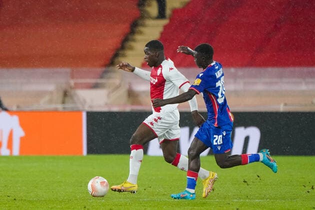 Eliot Matazo (AS Monaco) - Kings Kangwa (Etoile Rouge de Belgrade) FOOTBALL : AS Monaco vs Etoile Rouge de Belgrade - Europa League - Phase de groupe H - Monaco - 03 11 2022 NorbertScanella Panoramic 