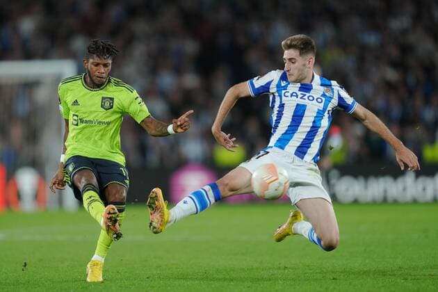 Mandatory Credit: Photo by Bagu Blanco Pressinphoto Shutterstock (13607020co) Fred of Manchester United, ManU Real Sociedad v Manchester United, UEFA Europa League, Group C, date 4. Football, Reale Arena Stadium, San Sebastian, Spain - 3 Nov 2022 Editorial use only Real Sociedad v Manchester United, UEFA Europa League, Group C, date 4. Football, Reale Arena Stadium, San Sebastian, Spain - 3 Nov 2022 Editorial use only  Copyright: xBaguxBlanco Pressinphoto Shutterstockx 13607020co