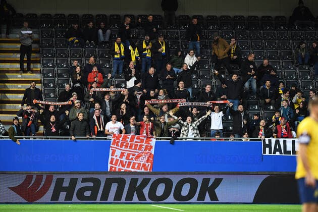 Football, EL, Union Saint-Gilloise - 1. FC Union Berlin, Union fans in stadium despite ban