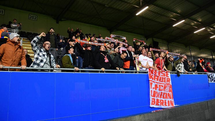 Football, Men, 2022 2023 season, Europa League group stage, Group D, Matchday 6 , Royale Union Saint Gilloise 1 FC Union Berlin, Some fans of 1 FC Union Berlin have been in the stadium since the start of the 2nd half despite the ban , 03 11 2022, Copyright: xSebastianxRäppold MatthiasxKochx