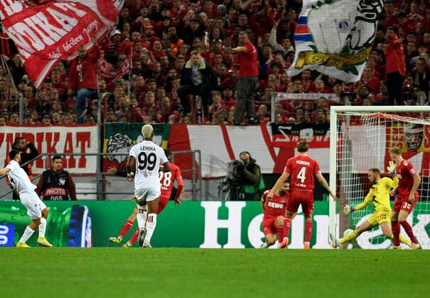 03 11 2022, Cologne, Germany, RheinEnergieStadium, 1 FC Koeln vs OGC Nice UEFA Europa Conference League Group D, Gaetan Laborde OGC Nice Goal to 0 1 Photo Ralf Treese Cologne RheinEnergieStadium North Rhine Westphalia Germany  521_KOENIZ20221103_016 Treese-521