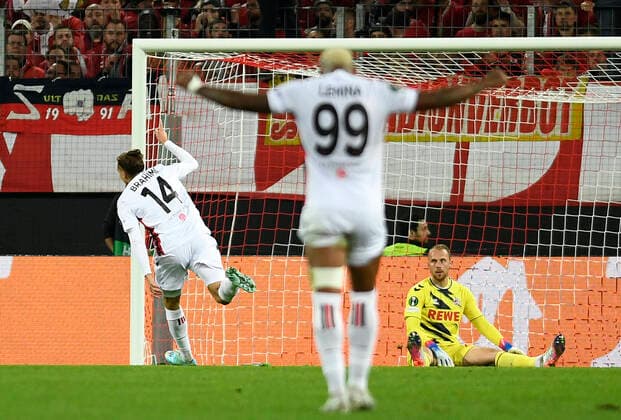 03 11 2022, Cologne, Germany, RheinEnergieStadium, 1 FC Koeln vs OGC Nice UEFA Europa Conference League Group D, Billal Brahimi OGC Nice goal celebration, cheers after his goal to 0 2 Photo Ralf Treese Cologne RheinEnergieStadium North Rhine Westphalia Germany  521_KOENIZ20221103_019 Treese-521