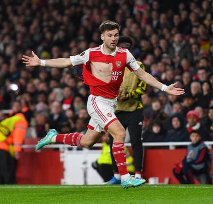 Arsenal v FC Zurich UEFA Europa League Kieran Tierney of Arsenal has his shirt ripped during the UEFA Europa League match at the Emirates Stadium, London Content Not Available For UK Newspapers Copyright: xNigelxBramleyx FIL-17597-0029 UK Newspapers OUT