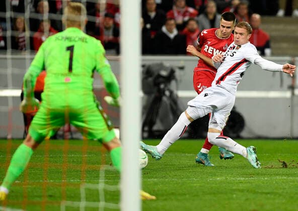 03 11 2022, Cologne, Germany, RheinEnergieStadium, 1 FC Koeln vs OGC Nice UEFA Europa Conference League Group D, Denis Huseinbasic 1 FC Koeln Goal to 1 2 Photo Ralf Treese Cologne RheinEnergieStadium North Rhine Westphalia Germany  521_KOENIZ20221103_022 Treese-521
