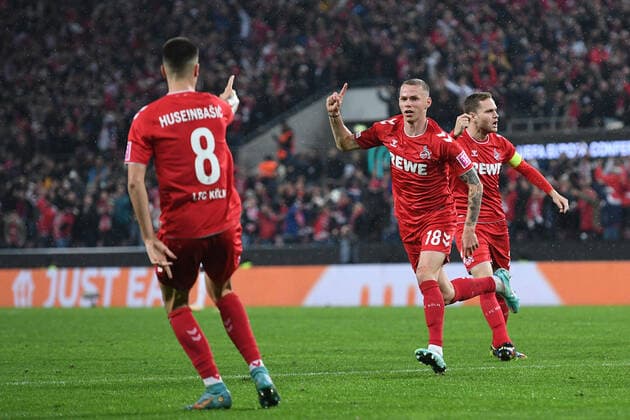 Soccer UEFA Conference League Group Stage 6 Matchday 1 FC Köln OGC Nice on 03 11 2022 at RheinEnergieStadion in Cologne Goal celebrations Goal to 2 2 by Ondrej Duda Köln xHDx