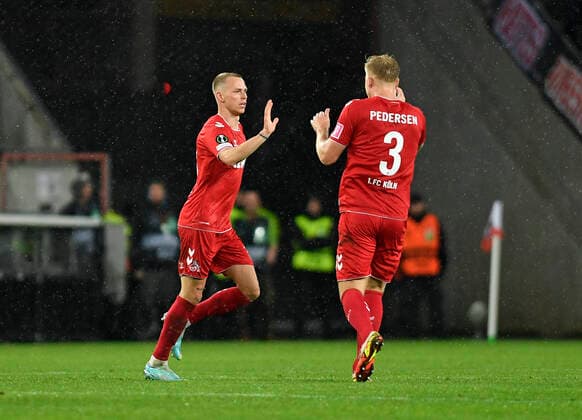 03 11 2022, Cologne, Germany, RheinEnergieStadium, 1 FC Koeln vs OGC Nice UEFA Europa Conference League Group D, Ondrej Duda 1 FC Koeln goal celebration, cheers with his team after scoring the 2 2 Photo Ralf Treese Cologne RheinEnergieStadium North Rhine Westphalia Germany  521_KOENIZ20221103_024 Treese-521