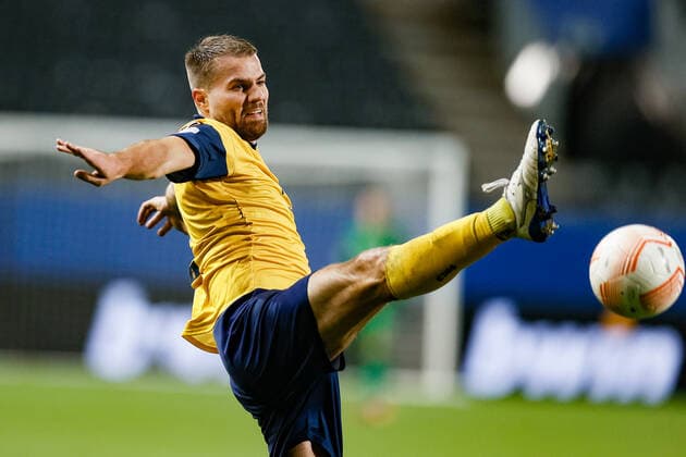 Union s Bart Nieuwkoop pictured in action during a soccer match between Belgian Royale Union Saint-Gilloise and German Union Berlin, Thursday 03 November 2022 in Leuven, on day 6 6 of the Uefa Europa League group stage. BRUNOxFAHY  x48596148x