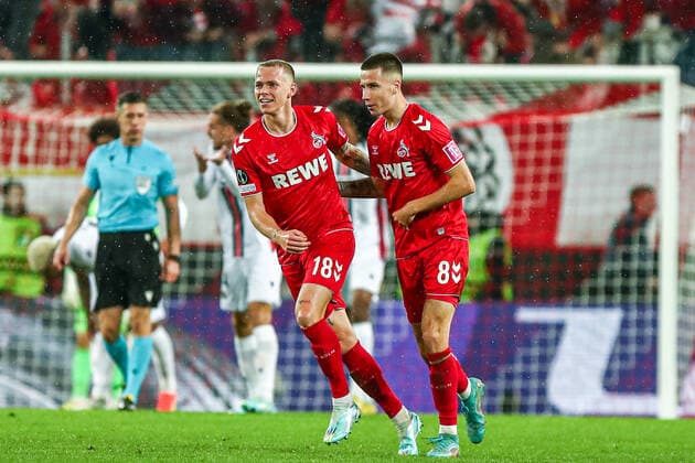 Goal, goal celebration, to 2 2 by Ondrej Duda FC Köln Koeln, 18 , GER, FC Köln Koeln vs OGC Nice Nice, UEFA Conference League 2022 23, group stage, group D, match day 6, 03 11 2022, GER, FC Köln Koeln vs OGC Nice Nice, UEFA Conference League 2022 23, group stage, group D, match day 6, 03 11 2022, Photo Eibner Pressefoto Gabriel Boia Köln Koeln Copyright: xEibner-Pressefoto GabrielxBoiax EP_EER