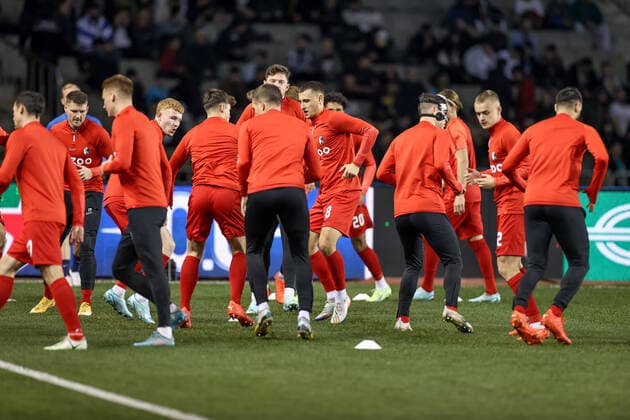 Club Freiburg warm-up before the UEFA Europa League group G match between Qarabag FK and Sport-Club Freiburg at Tofig Bahramov Stadium on November 3, 2022, in Baku, Azerbaijan. Copyright: xAzizxKarimovx qar_fraa-14