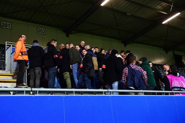 Football, Men, Season 2022 2023, Europa League Group Stage, Group D, Matchday 6 , Royale Union Saint Gilloise 1 FC Union Berlin, Some fans of 1 FC Union Berlin have been in the stadium since the start of the 2 half despite being banned and leave again in the 78 minute, 03 11 2022, Copyright: xMatthiasxKochx