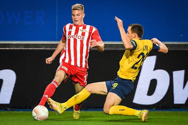 November 3, 2022, Louvain, France, Belgium: Andras SCHAFER of Union Berlin and Senne LYNEN of Royale Union Saint Gilloise during the UEFA Europa League group D match between Royale Union Saint-Gilloise and 1. FC Union Berlin at The King Power At Den Dreef Stadium on November 03, 2022 in Louvain, Belgium. Louvain Belgium - ZUMAm308 20221103_zsp_m308_009 Copyright: xMatthieuxMirvillex