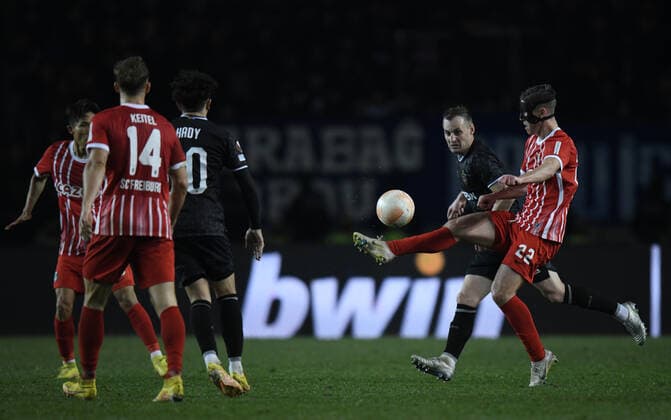 Roland Sallai of SC Freiburg clears the ball during the UEFA Europa League Group G match between Qaraba? FK and SC Freiburg at The Tofiq Bahramov Republican Stadium in Baku, Azerbaijan  Copyright: xx