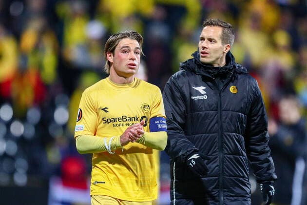 Football, the group stage match in Europe Leauge 2022 2023 Bodo Glimt PSV Bodo 20221103 The home teams Patrick Berg t v and Anders Konradsen after losing 1 2 in the group stage match in Europe Leauge 2022 2023 between Bodo Glimt and PSV Eindhoven Photo Mats Torbergsen NTB Bodo Norway  Copyright: xMatsxTorbergsenx xNTBx EDITORIAL USE ONLY. RESTRICTED USE FOR BETTING COMPANIES