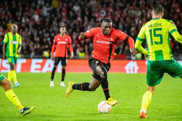Jeremy Doku (Stade Rennais) FOOTBALL : Stade Rennais x AEK Larnaca - Ligue Europa - JournÃ e 6 - 03 11 2022 BaptisteAutissier Panoramic 