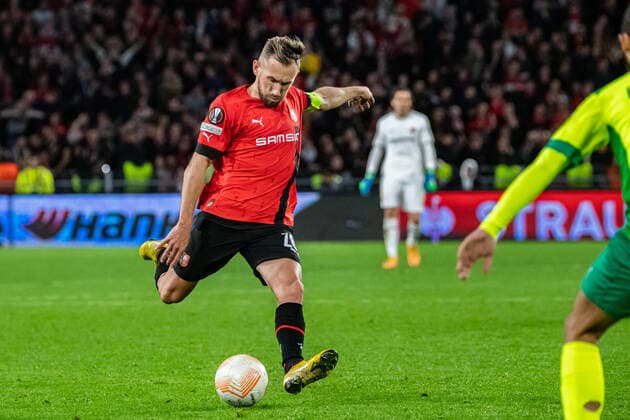 Flavien Tait (Stade Rennais) FOOTBALL : Stade Rennais x AEK Larnaca - Ligue Europa - JournÃ e 6 - 03 11 2022 BaptisteAutissier Panoramic 