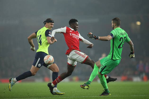 Eddie Nketiah of Arsenal competes for the ball during the UEFA Europa League match between Arsenal and FC Zurich at the Emirates Stadium, London, England on 3 November 2022. Copyright: xJoshuaxSmithx 34210043