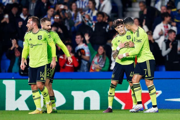Alejandro Garnacho, Cristiano Ronaldo (Man.U), NOVEMBER 3, 2022 - Football Soccer : UEFA Europa League match between Real Sociedad 0-1 Manchester United, ManU at Reale Arena in San Sebastian, Spain. Noxthirdxpartyxsales  (202916671)