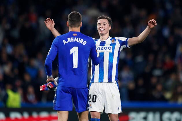 Alejandro Remiro, Jon Pacheco (Sociedad), NOVEMBER 3, 2022 - Football Soccer : UEFA Europa League match between Real Sociedad 0-1 Manchester United, ManU at Reale Arena in San Sebastian, Spain. Noxthirdxpartyxsales  (202916680)