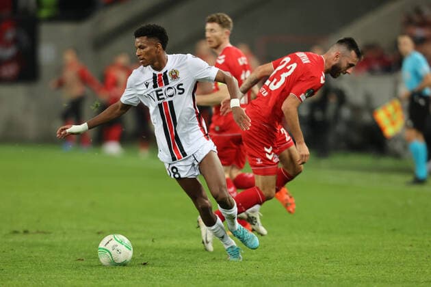 Hicham Boudaoui Nice , Sargis Adamyan Cologne , Conference League, Cologne, Germany, 06 10 2022, 1 FC Cologne OGC Nice