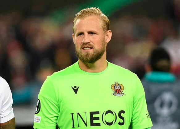 03 11 2022, Cologne, Germany, RheinEnergieStadium, 1 FC Koeln vs OGC Nice UEFA Europa Conference League Group D, goalkeeper Kaspar Schmeichel OGC Nice looks on Photo Ralf Treese Cologne RheinEnergieStadium North Rhine Westphalia Germany  521_KOENIZ20221103_070 Treese-521