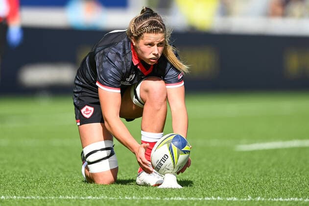 Rugby, WM Frauen, Kanada - England 5th November 2022; Auckland, New Zealand: Canada captain Sophie De Goede. Canada versus England, Women& x2019;s Rugby World Cup New Zealand 2021 (played in 2022) Semi Final match at Eden Park, Auckland, New Zealand  ActionPlus12444988 AndrewxCornaga