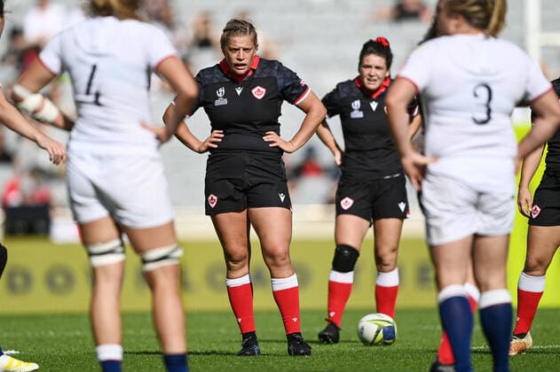Rugby, WM Frauen, Kanada - England 5th November 2022; Auckland, New Zealand: Emily Tuttosi of Canada. Canada versus England, Women& x2019;s Rugby World Cup New Zealand 2021 (played in 2022) Semi Final match at Eden Park, Auckland, New Zealand  ActionPlus12444995 AndrewxCornaga