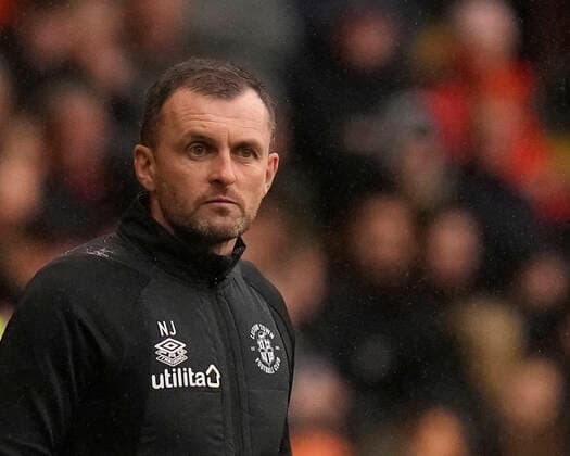 Sky Bet Championship Blackpool v Luton Town Nathan Jones Manager of Luton Town during the Sky Bet Championship match Blackpool vs Luton Town at Bloomfield Road, Blackpool, United Kingdom, 5th November 2022 (Photo by Steve Flynn News Images) Blackpool Bloomfield Road Lancashire United Kingdom Copyright: xStevexFlynn NewsxImagesx