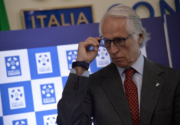 November 9, 2022, ROME, ITALY: CONI president Giovanni MalagÃ² at the inauguration of the exhibition of soccer memorabilia from the 1930s La Storia siamo noi ( We are history ) at the CONI Hall of Honor, in Rome, Italy, 09 November 2022. From the cup won at the last European to many memorabilia that have accompanied the history of soccer in Italy: the national team, Nationalteam is on display in Rome at the CONI Hall of Honor today and tomorrow with some of the jewels of the Coverciano Football Museum. We are the story - the title of the exhibition open to the public on 9 and 10 November, with free admission - which will allow visitors to closely admire part of the immense heritage of memorabilia, trophies, jerseys, balls, shoes, memorabilia and images of all kinds related to the 112 years of the Azzurri available at the historic headquarters of the Football Museum, which has been located since 1990 next to the Federal Technical Center of Coverciano..ANSA FABIO CIMAGLIA Italy: soccer, exhibition La Storia siamo noi  - ZUMAa110 20221109_zaf_a110_012 Copyright: xFabioxCimagliax