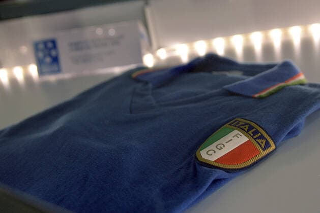 November 9, 2022, ROME, ITALY: Inauguration of the exhibition of soccer memorabilia from the 1930s La Storia siamo noi ( We are history ) at the CONI Hall of Honor, in Rome, Italy, 09 November 2022. From the cup won at the last European championships to many memorabilia that have accompanied the history of soccer in Italy: the national team, Nationalteam is on display in Rome at the CONI Hall of Honor today and tomorrow with some of the jewels of the Coverciano Football Museum. We are the story - the title of the exhibition open to the public on 9 and 10 November, with free admission - which will allow visitors to closely admire part of the immense heritage of memorabilia, trophies, jerseys, balls, shoes, memorabilia and images of all kinds related to the 112 years of the Azzurri available at the historic headquarters of the Football Museum, which has been located since 1990 next to the Federal Technical Center of Coverciano..ANSA FABIO CIMAGLIA Italy: soccer, exhibition La Storia siamo noi  - ZUMAa110 20221109_zaf_a110_013 Copyright: xFabioxCimagliax