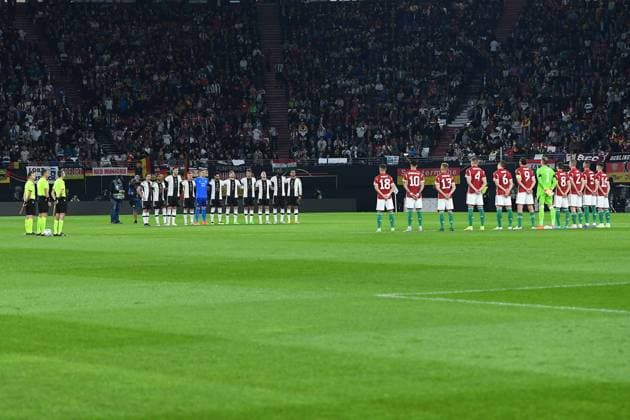 Soccer UEFA Nations League Germany Hungary on 23 09 2022 at Red Bull Arena in Leipzig Minute of silence for the late Uwe Seeler DFB regulations prohibit any use of photographs as image sequences and or quasi video xRx