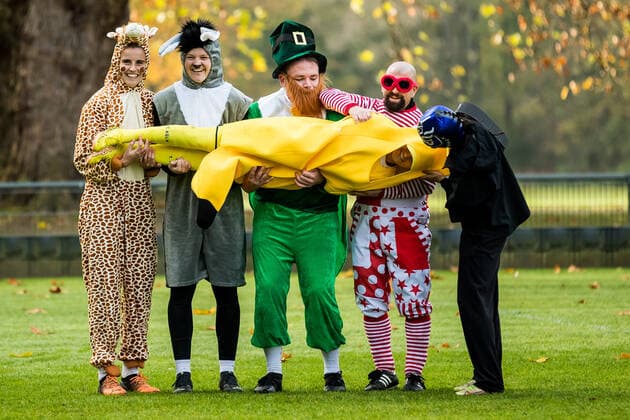 FLYERALARM Womens Football Bundesliga, 1 FC Koeln Training in costume 11 11 2022 winning photo Lena Uebach 27, 1 FC Koeln, Banana , Myrthe Moorrees 6, 1 FC Koeln , Manon Klett 30, 1 FC Koeln , Jonathan Walsh Social Media Manager International 1 FC Koeln , Sascha Glass Trainer 1 FC Koeln , Manjou Wilde 7, 1 FC Koeln FLYERALARM Frauen Fussball Bundesliga, 1 FC Koeln Training im Kostuem, Koeln, Geissbockheim Copyright: xBEAUTIFULxSPORTS Wunderlx
