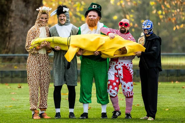 FLYERALARM Womens Football Bundesliga, 1 FC Koeln Training in costume 11 11 2022 winning photo Lena Uebach 27, 1 FC Koeln, Banana , Myrthe Moorrees 6, 1 FC Koeln , Manon Klett 30, 1 FC Koeln , Jonathan Walsh Social Media Manager International 1 FC Koeln , Sascha Glass Trainer 1 FC Koeln , Manjou Wilde 7, 1 FC Koeln FLYERALARM Frauen Fussball Bundesliga, 1 FC Koeln Training im Kostuem, Koeln, Geissbockheim Copyright: xBEAUTIFULxSPORTS Wunderlx
