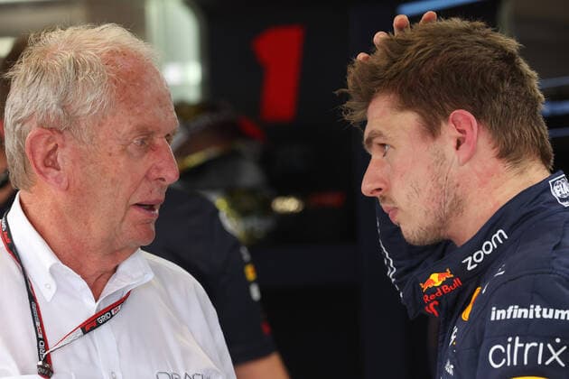 FORMULA 1 HEINEKEN GRANDE PREMIO DO BRASIL 2022 11 11 2022, Autodromo Jose Carlos Pace, Interlagos, FORMULA 1 HEINEKEN GRANDE PREMIO DO BRASIL 2022 , in the picture Max Verstappen NEL , Oracle Red Bull Racing with Motorsport Director Dr Helmut Marko Red Bull Racing Honda nordphotoxGmbHx xBratic nph00250